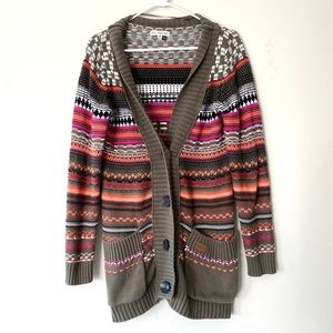 Billabong striped knit sweater cardigan - M